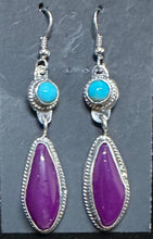 Load image into Gallery viewer, Sugilite and Turquoise Sterling Silver Earrings
