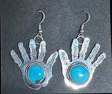 Load image into Gallery viewer, Turquoise Sterling Silver Hand Earrings
