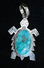 Load image into Gallery viewer, Chrysolite Sterling Silver Turtle Necklace Pendant
