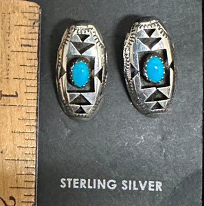 Turquoise Sterling Silver Clip Earrings