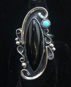Black Onyx and Turquoise Sterling Silver Ring