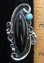 Load image into Gallery viewer, Black Onyx and Turquoise Sterling Silver Ring
