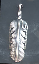 Load image into Gallery viewer, Sterling silver feather necklace pendant

