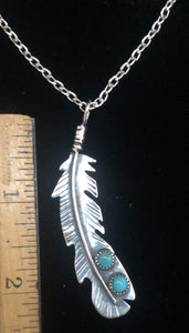 Turquoise Sterling Silver Feather Necklace