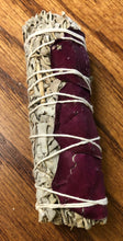 Load image into Gallery viewer, White Sage with Dried Rose Petals Smudge Stick
