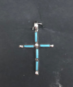 Turquoise Sterling Silver Cross Necklace Pendant