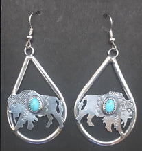 Load image into Gallery viewer, Turquoise Sterling Silver Buffalo Earrings
