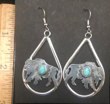 Load image into Gallery viewer, Turquoise Sterling Silver Buffalo Earrings
