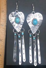 Load image into Gallery viewer, Turquoise Sterling Silver Heart Dangle Earrings
