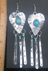 Turquoise Sterling Silver Heart Dangle Earrings