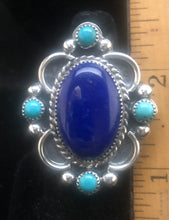 Load image into Gallery viewer, Lapis &amp; Turquoise Sterling Silver Ring
