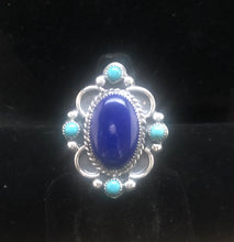 Load image into Gallery viewer, Lapis &amp; Turquoise Sterling Silver Ring
