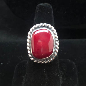 Red Coral Sterling Silver Ring