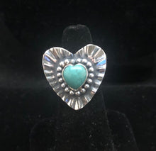 Load image into Gallery viewer, Turquoise Heart Sterling Silver Heart Ring
