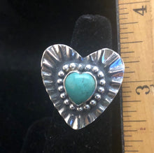 Load image into Gallery viewer, Turquoise Heart Sterling Silver Heart Ring
