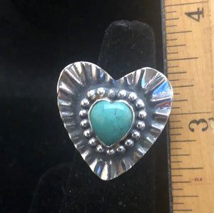 Turquoise Heart Sterling Silver Heart Ring