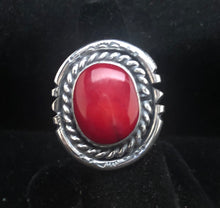 Load image into Gallery viewer, Red Coral Sterling Silver Ring
