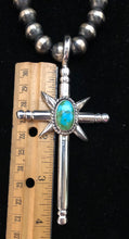 Load image into Gallery viewer, Sonoran Gold Turquoise Sterling Silver Cross Necklace Pendant
