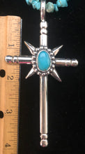 Load image into Gallery viewer, Turquoise Sterling Silver Cross Necklace Pendant
