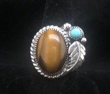 Load image into Gallery viewer, Tiger Eye &amp; Turquoise Sterling Silver Ring

