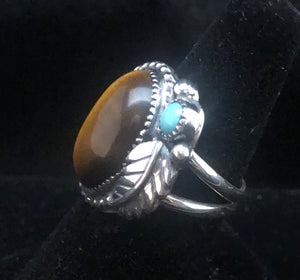 Tiger Eye & Turquoise Sterling Silver Ring