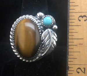Tiger Eye & Turquoise Sterling Silver Ring
