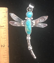 Load image into Gallery viewer, Turquoise Sterling Silver Dragonfly Necklace Pendant
