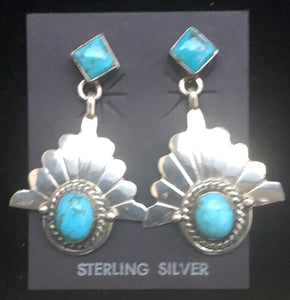 Turquoise set in sterling silver post earrings