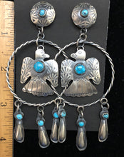 Load image into Gallery viewer, Turquoise Sterling Silver Thunderbird Post Earrings
