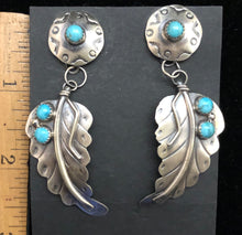 Load image into Gallery viewer, Turquoise Sterling Silver Feather Post Earrings
