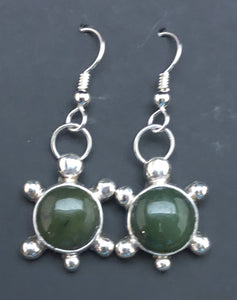 Green Jade Sterling Silver Turtle Earrings