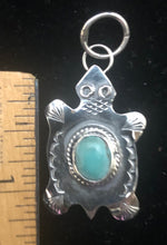 Load image into Gallery viewer, Turquoise Sterling Silver Turtle Necklace Pendant
