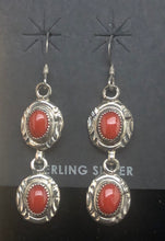 Load image into Gallery viewer, Red Coral Sterling Silver Earrings
