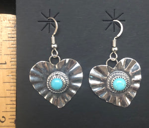 Turquoise Sterling Silver Heart Earrings