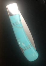 Load image into Gallery viewer, Simulated Turquoise Stainless Steel Pocket Knife
