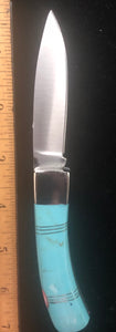 Simulated Turquoise Stainless Steel Pocket Knife