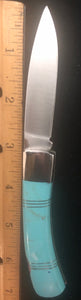 Simulated Turquoise Stainless Steel Pocket Knife