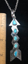 Load image into Gallery viewer, Turquoise Sterling Silver Arrow Necklace Pendant
