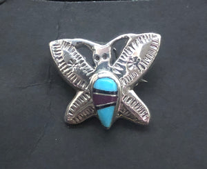 Turquoise, Sugulite & Onyx Sterling Silver Butterfly Necklace/Pin