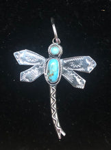 Load image into Gallery viewer, Turquoise Sterling Silver Dragonfly Necklace Pendant
