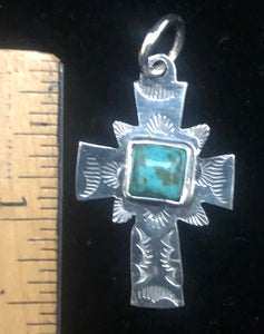 Turquoise Sterling Silver Cross Necklace