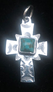 Turquoise Sterling Silver Cross Necklace