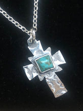 Load image into Gallery viewer, Turquoise Sterling Silver Cross Necklace
