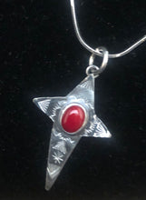Load image into Gallery viewer, Red Coral Sterling Silver Cross Necklace
