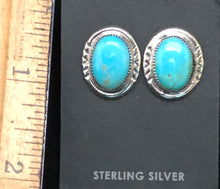 Load image into Gallery viewer, Turquoise set in sterling silver earrings
