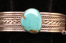 Load image into Gallery viewer, Turquoise and sterling silver cuff bracelet
