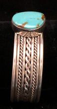 Load image into Gallery viewer, Turquoise and sterling silver cuff bracelet
