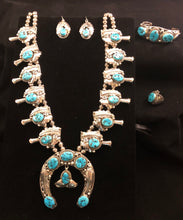 Load image into Gallery viewer, Turquoise sterling silver Squash Blossom Set
