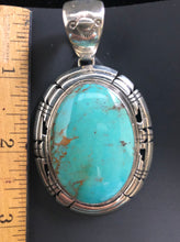 Load image into Gallery viewer, Turquoise with matrix sterling silver pendant
