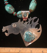 Load image into Gallery viewer, Turquoise sterling silver horse necklace
